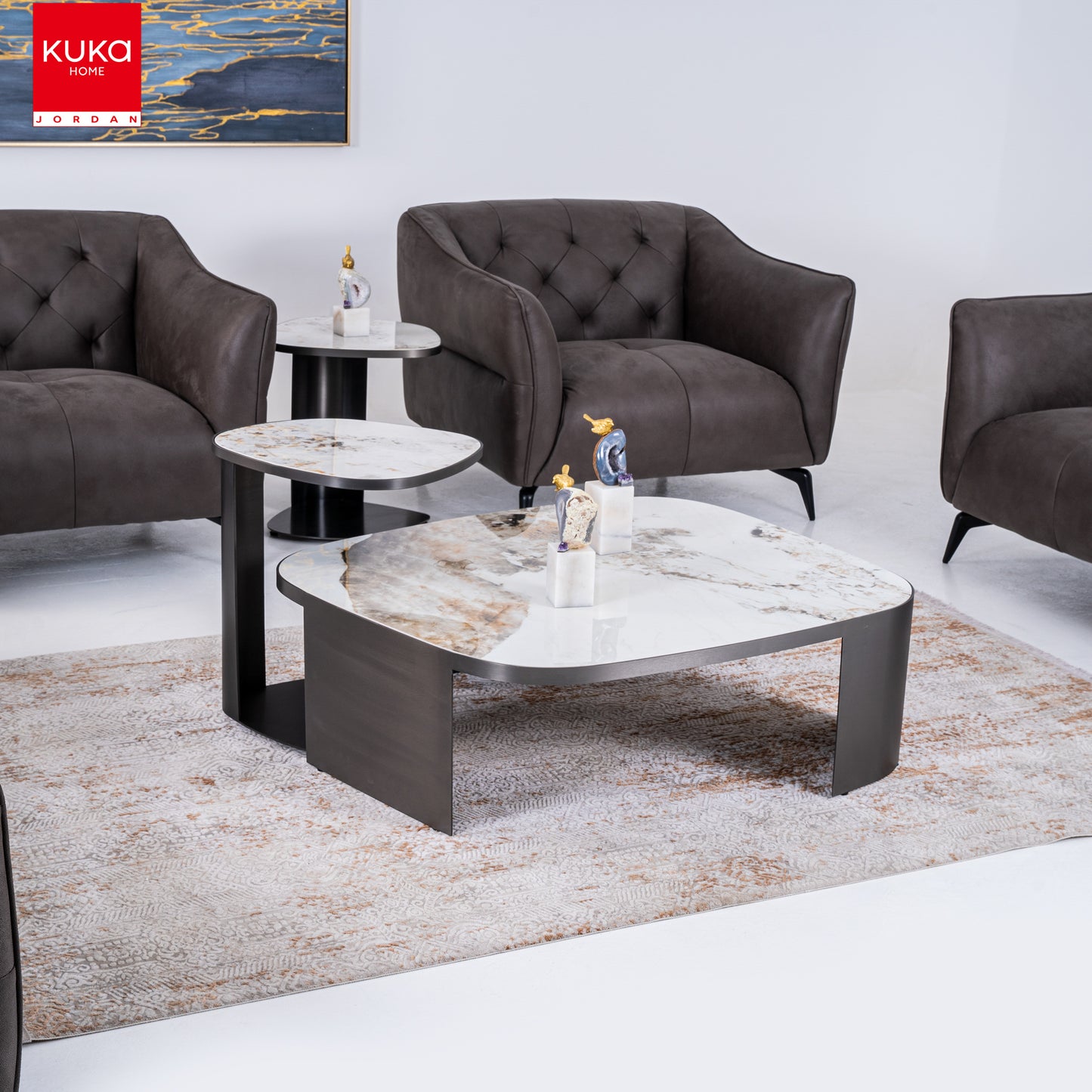 Kabtoneh Dark Silver Sofa Set
