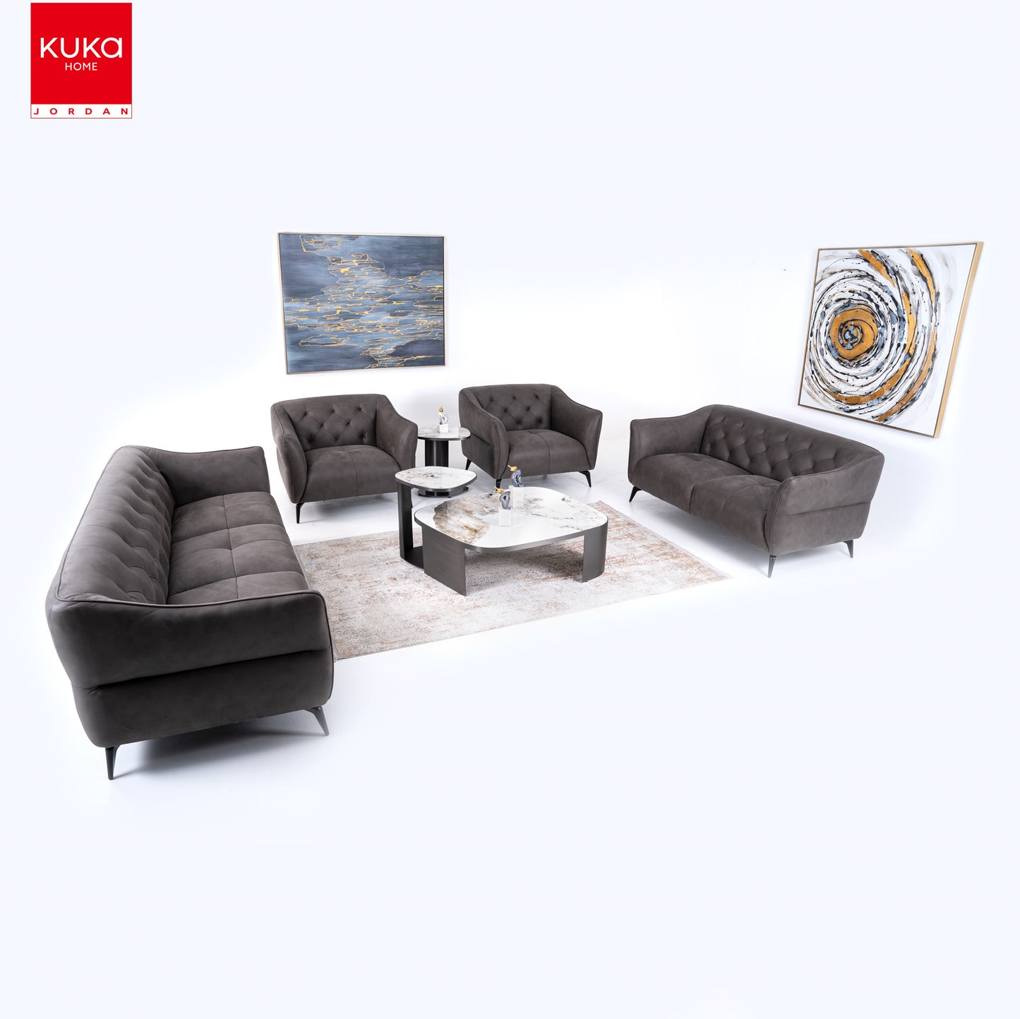 Kabtoneh Dark Silver Sofa Set