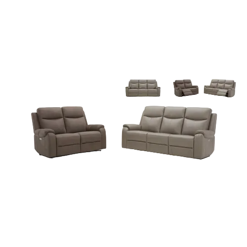 Set of gray sofas and armchairs on a white background