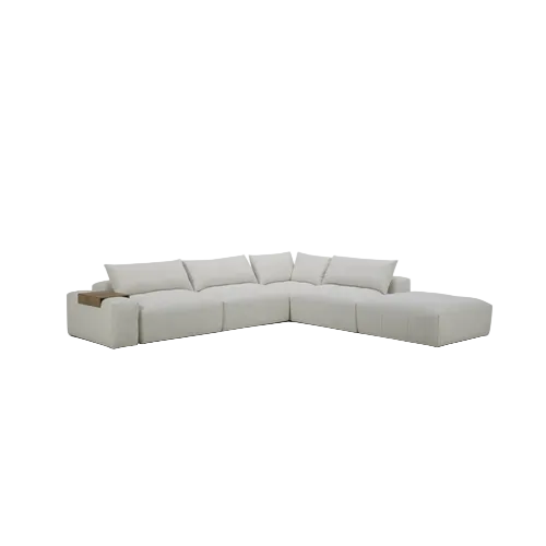 White sectional sofa on a white background