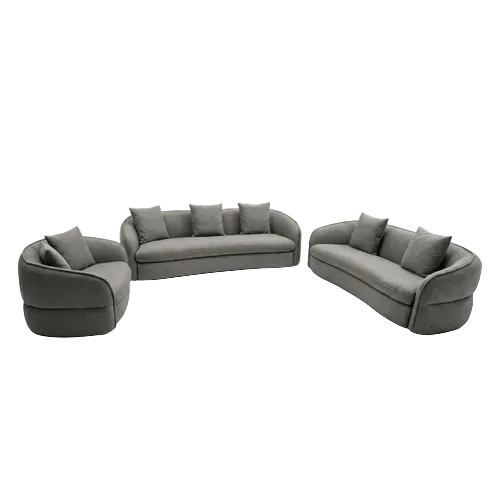 Gray sofa set on a white background